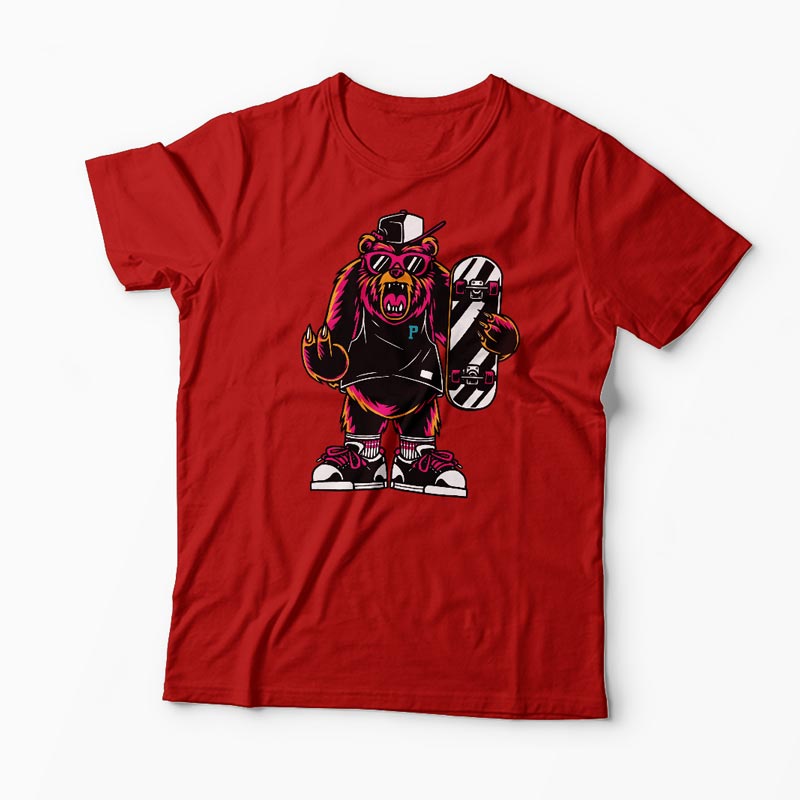 Tricou Urs Skateboard - Bărbați-Roșu