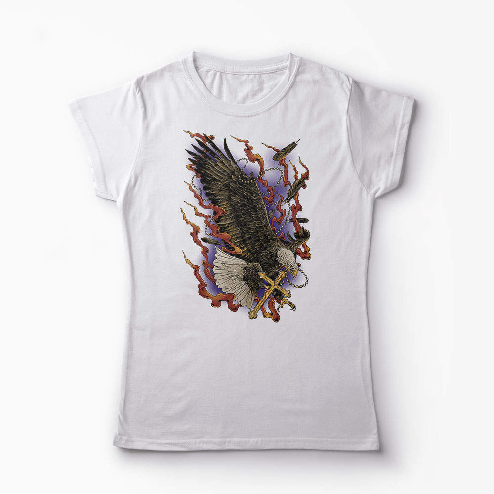 Tricou Vultur Cruce - Femei-Alb