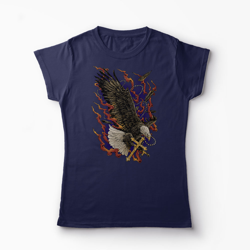 Tricou Vultur Cruce - Femei-Bleumarin
