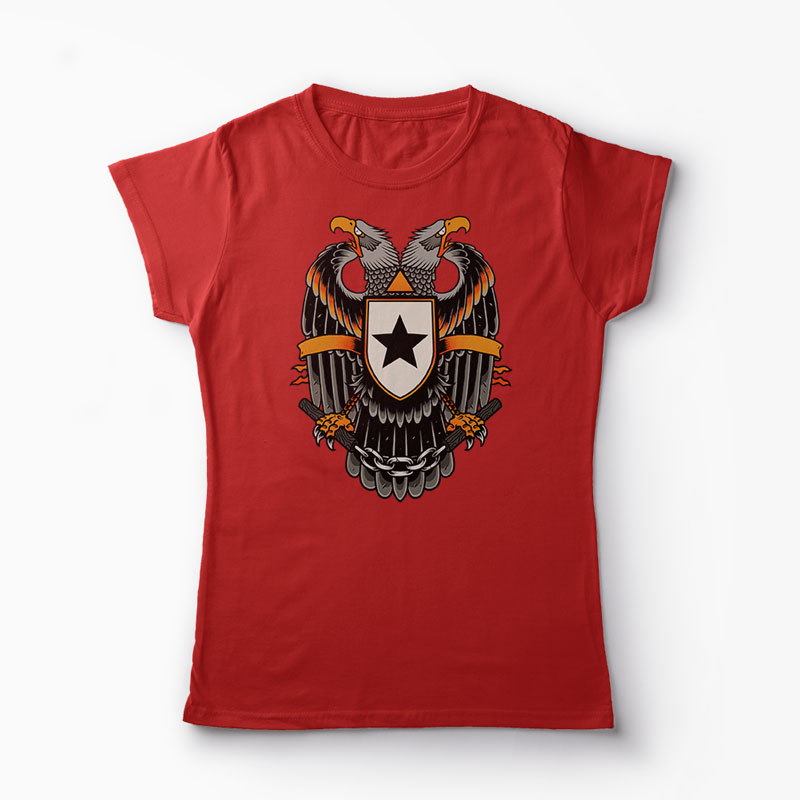 Tricou Vultur Stea - Femei-Roșu