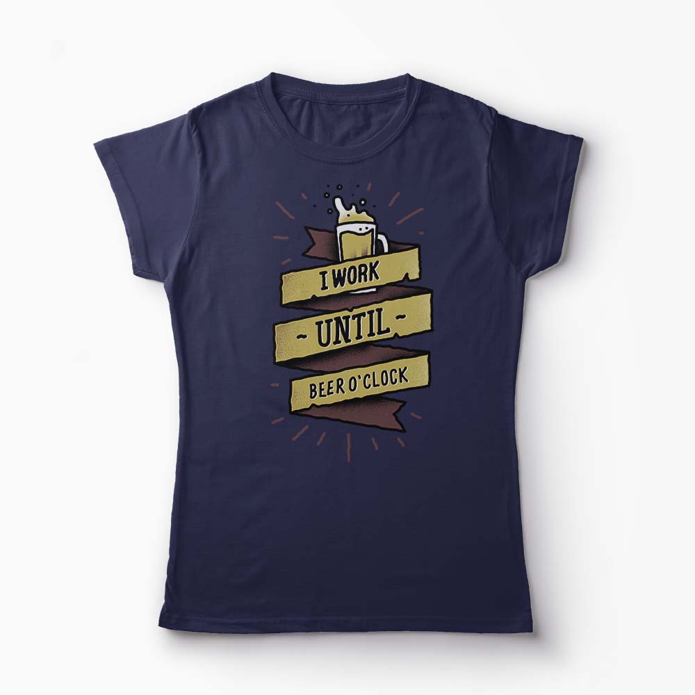 Tricou Work Until Beer O'clock - Femei-Bleumarin