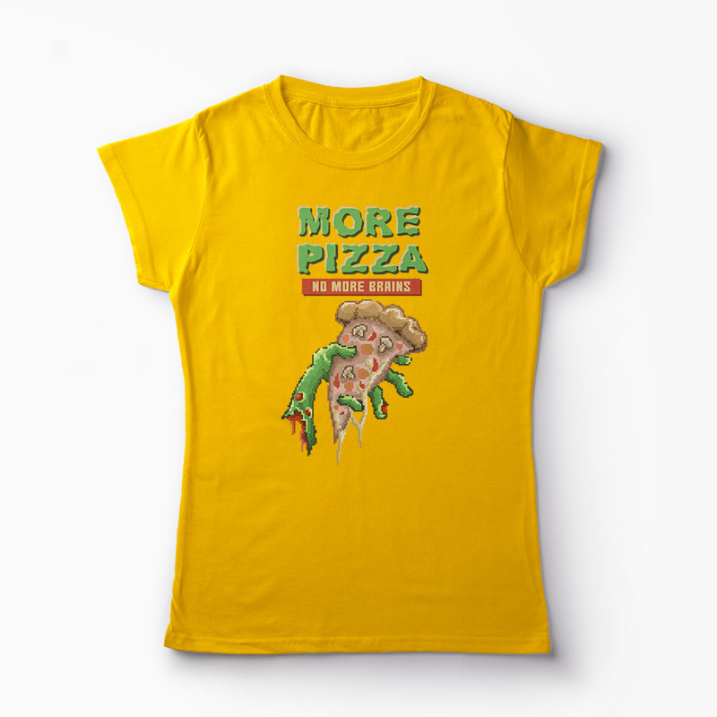 Tricou Zombie Pizza - Femei-Galben