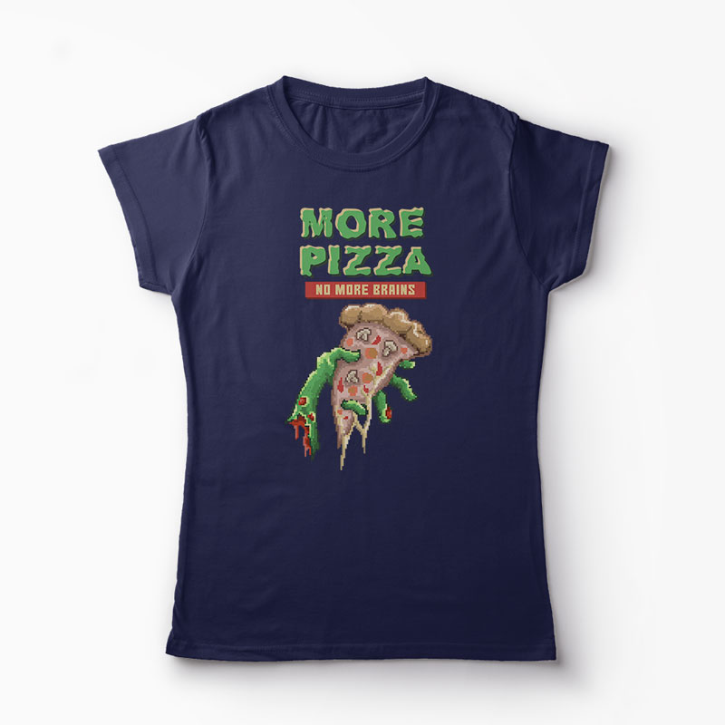 Tricou Zombie Pizza - Femei-Bleumarin