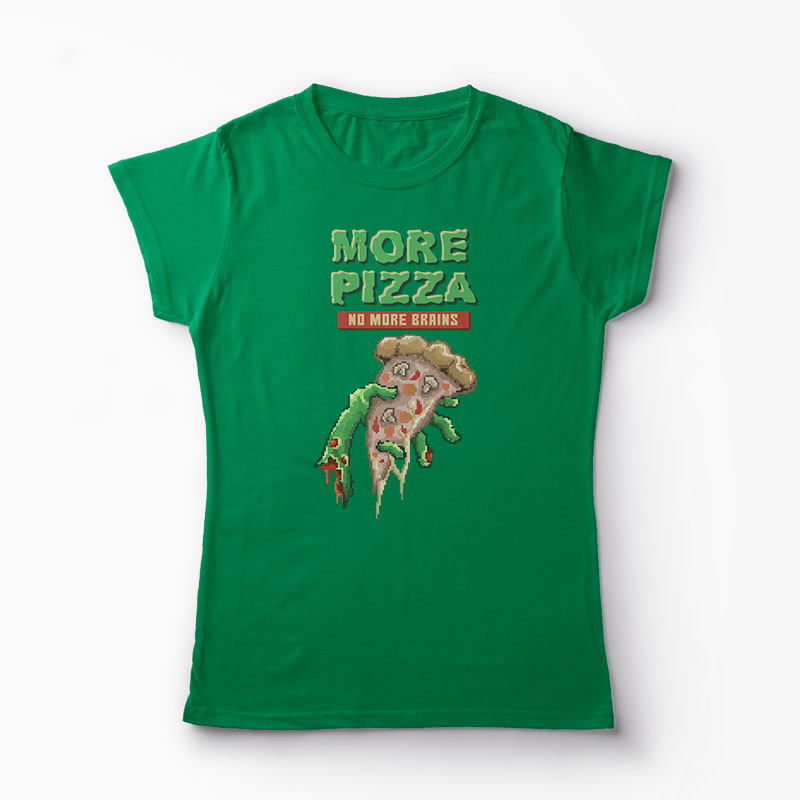 Tricou Zombie Pizza - Femei-Verde