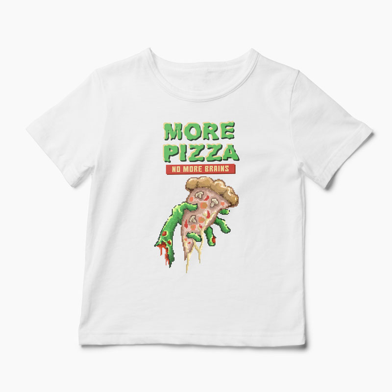 Tricou Zombie Pizza - Copii-Alb