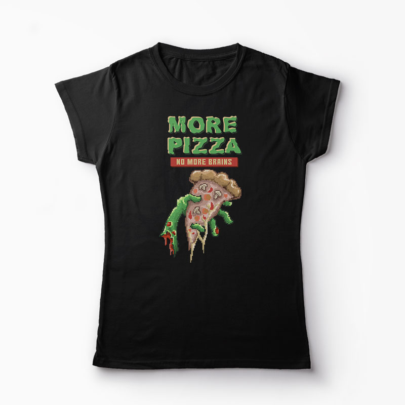 Tricou Zombie Pizza - Femei-Negru
